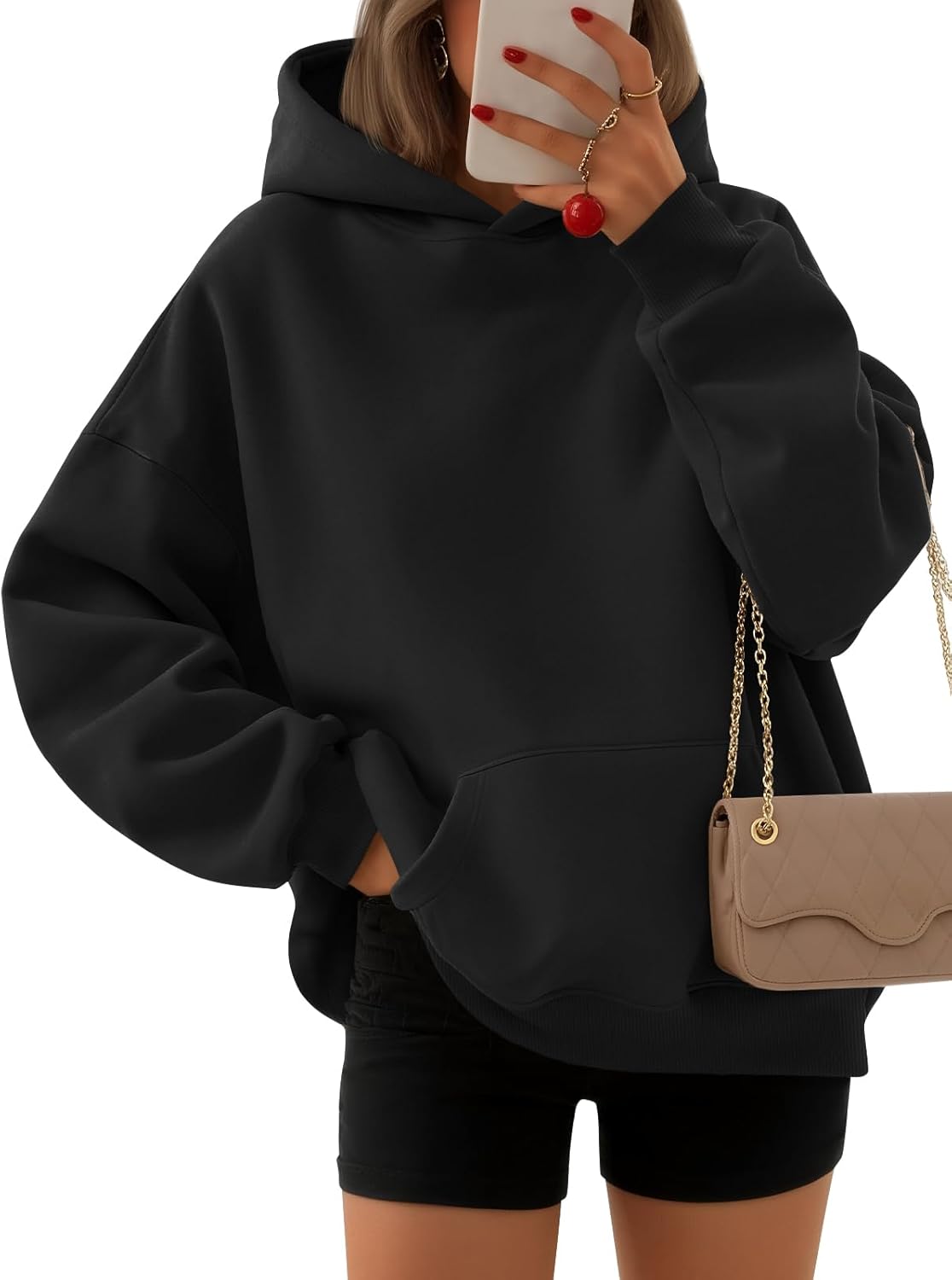 EFAN - Sudadera con capucha para mujer - Sudadera de vellón sobredimensionada con mangas largas para otoño e invierno, ropa de moda inspirada en el estilo Y2K