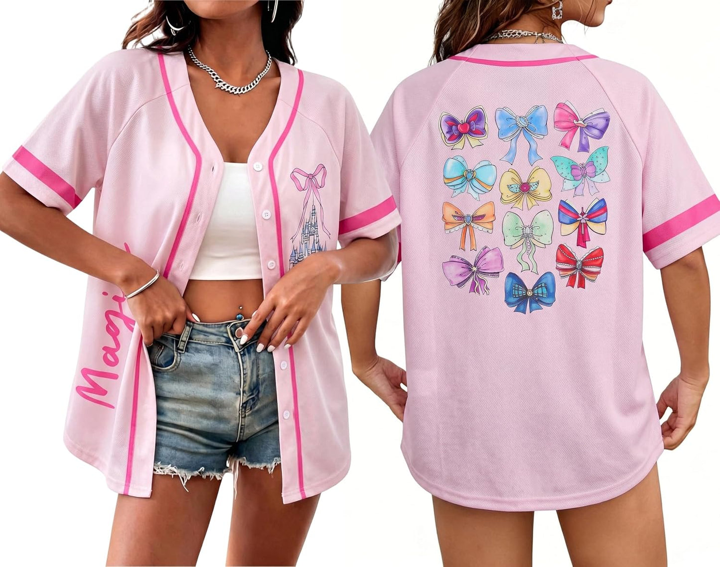Camiseta mágica para mujer, camisas Magic Kingdom, camisa de vacaciones familiares, uniformes deportivos, tops cosidos con botones