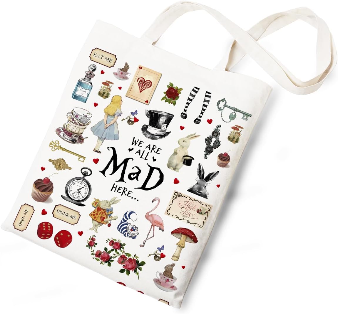 Silhouette of Alice Tote Bag Cotton Reusable Tote Shoulder Bag Fans Canvas Tote Bag For Gifts For Friends Fans