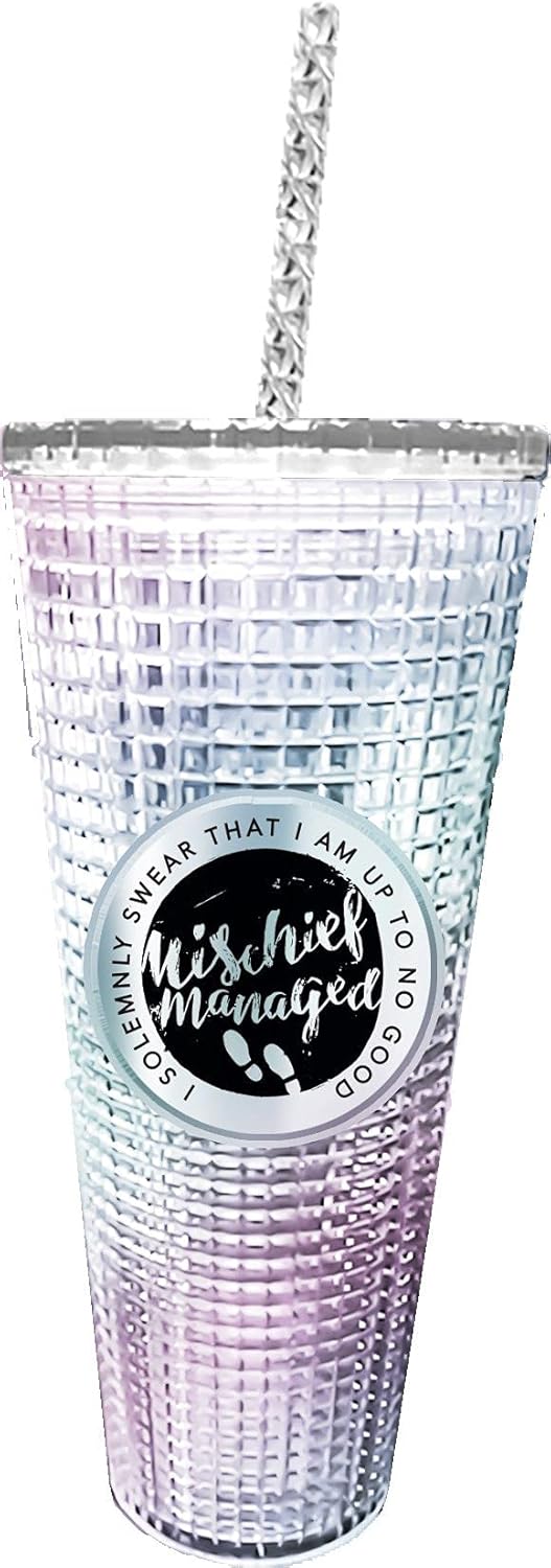 Spoontiques Peanuts Vaso de diamantes, 20 oz - Vaso texturizado con pajita, aislamiento de doble pared, sin BPA - Snoopy