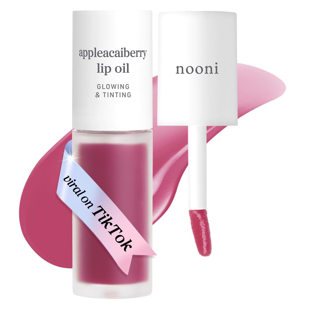 NOONI - Aceite coreano para labios, de larga duración, hidratante, revitalizante para labios secos, impermeable, relleno de calcetines para niñas adolescentes, 0.12 fl.oz, Appleplum