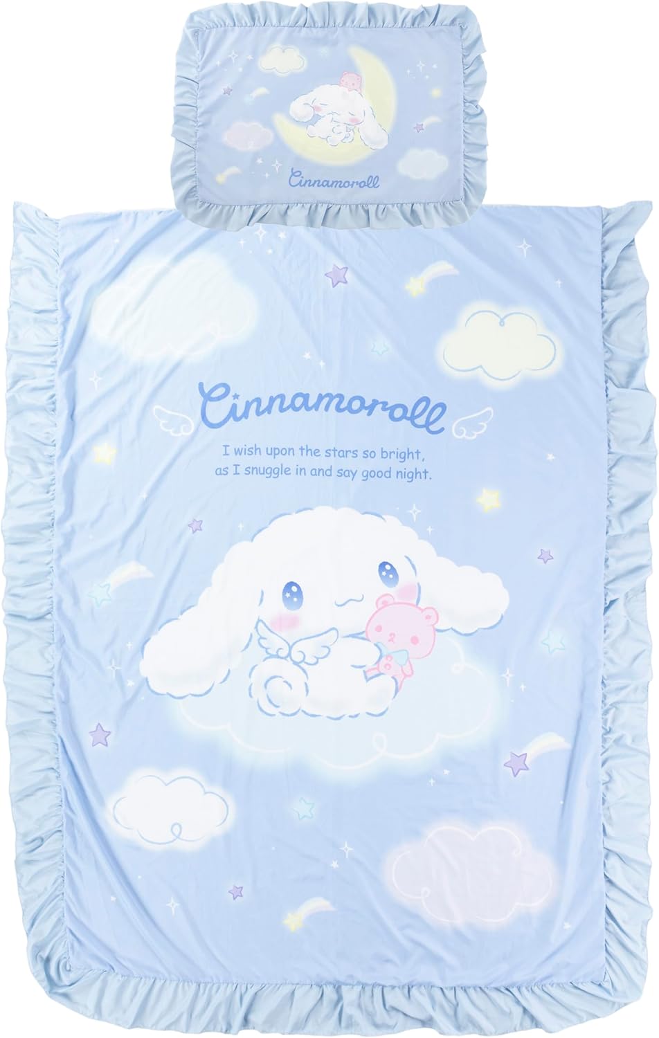 MORIPiLO Sanrio Duvet Cover and Pillowcase Set with Frills, Single (Hello Kitty Soft Peach Skin) Pink, 59.1 x 82.7 inches (150 x 210 cm), Cute Goods, Morishita Pillows 426100