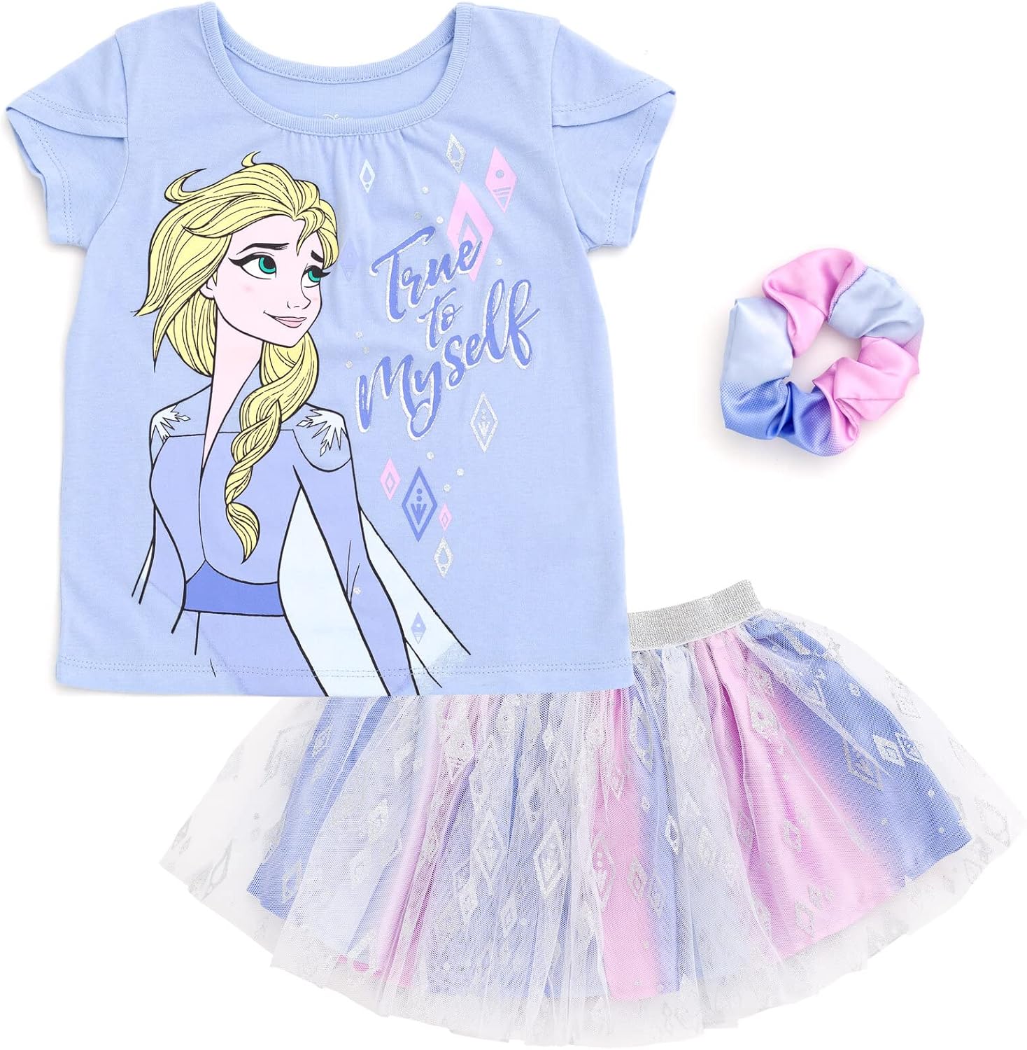 Disney Princess - Conjunto de camiseta y falda tutú para niña con coletero