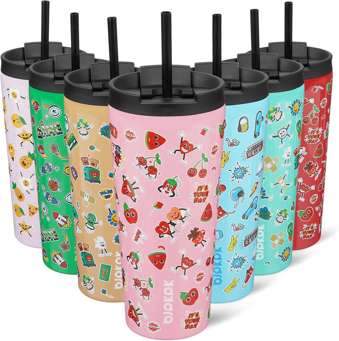 BJPKPK - Vaso de acero inoxidable con aislamiento, tapa y pajilla, taza de café para viaje, de 18 onzas, diseño de laguna