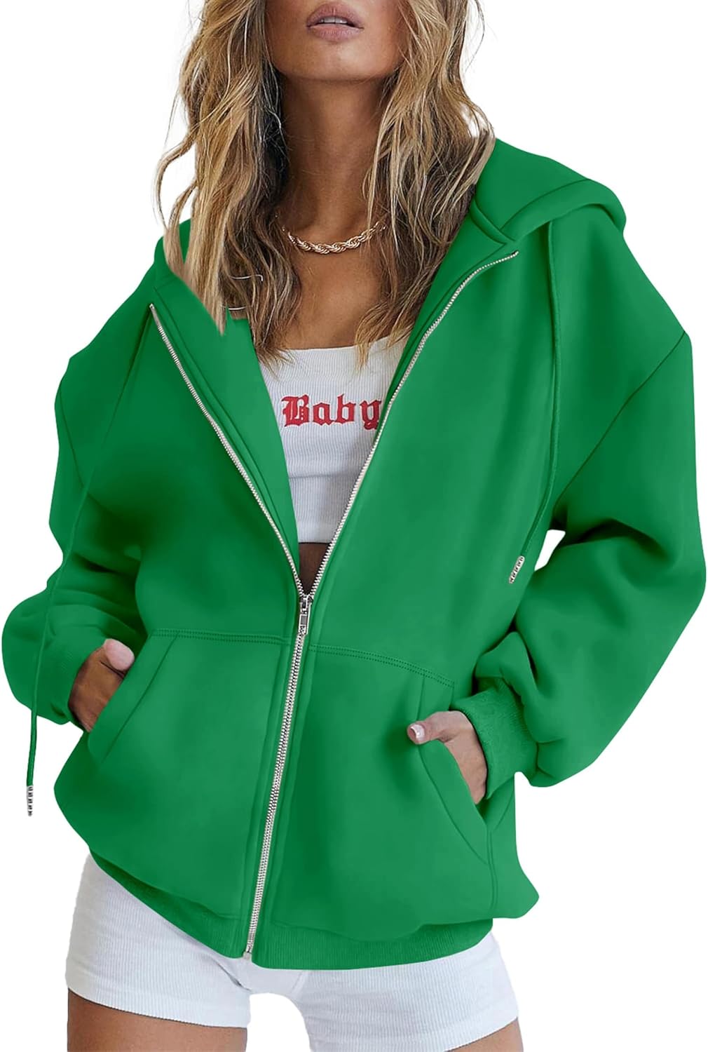 PRETTYGARDEN Sudaderas con capucha Y2K con cremallera para mujer, estilo casual, manga larga, para otoño e invierno, chaquetas con bolsillos