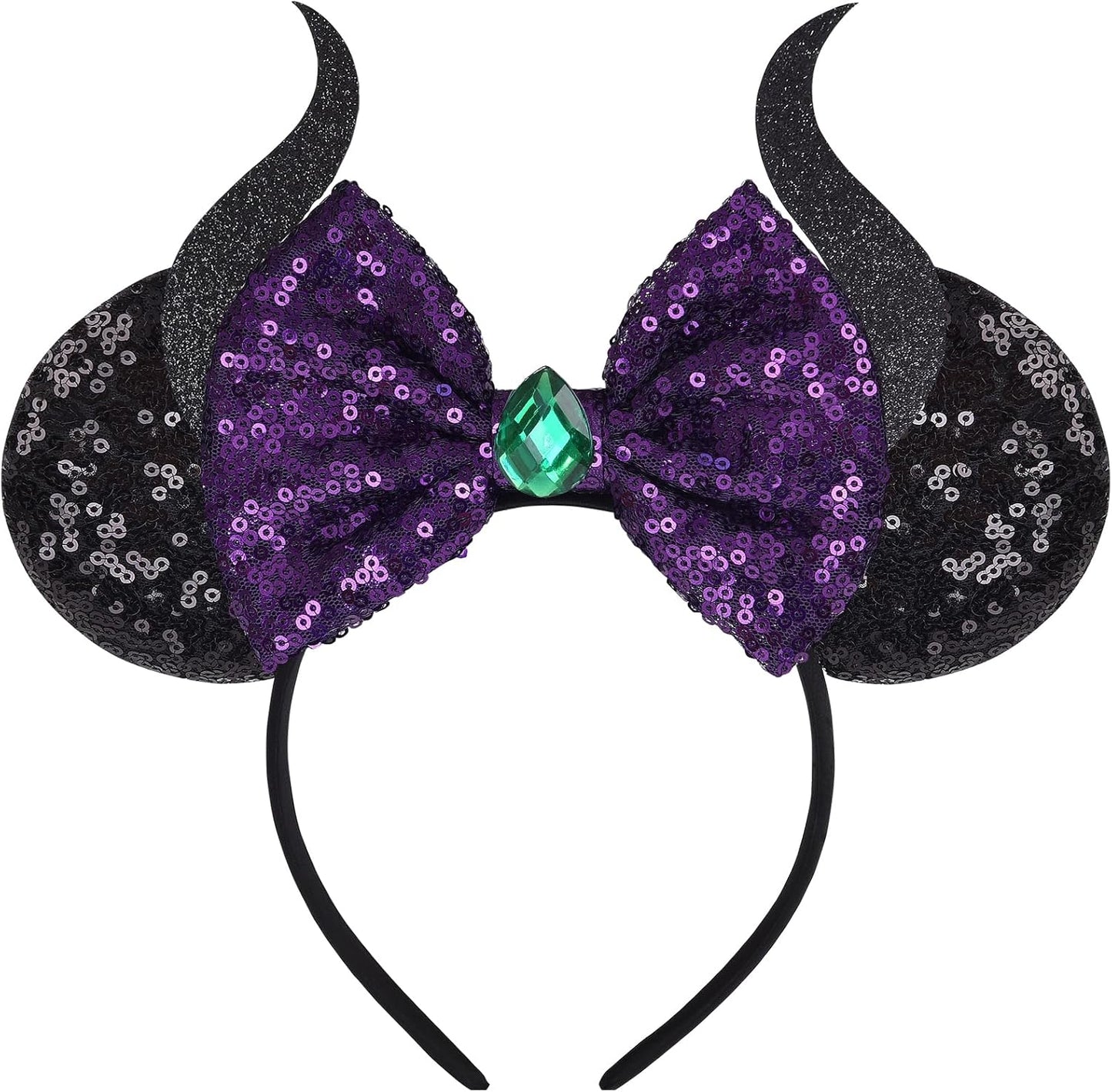 Eisyaa Diadema de orejas de ratón, orejas de ratón rosas con lentejuelas para mujeres y niñas, diadema de lazo brillante para decoración de fiesta de disfraces de cosplay