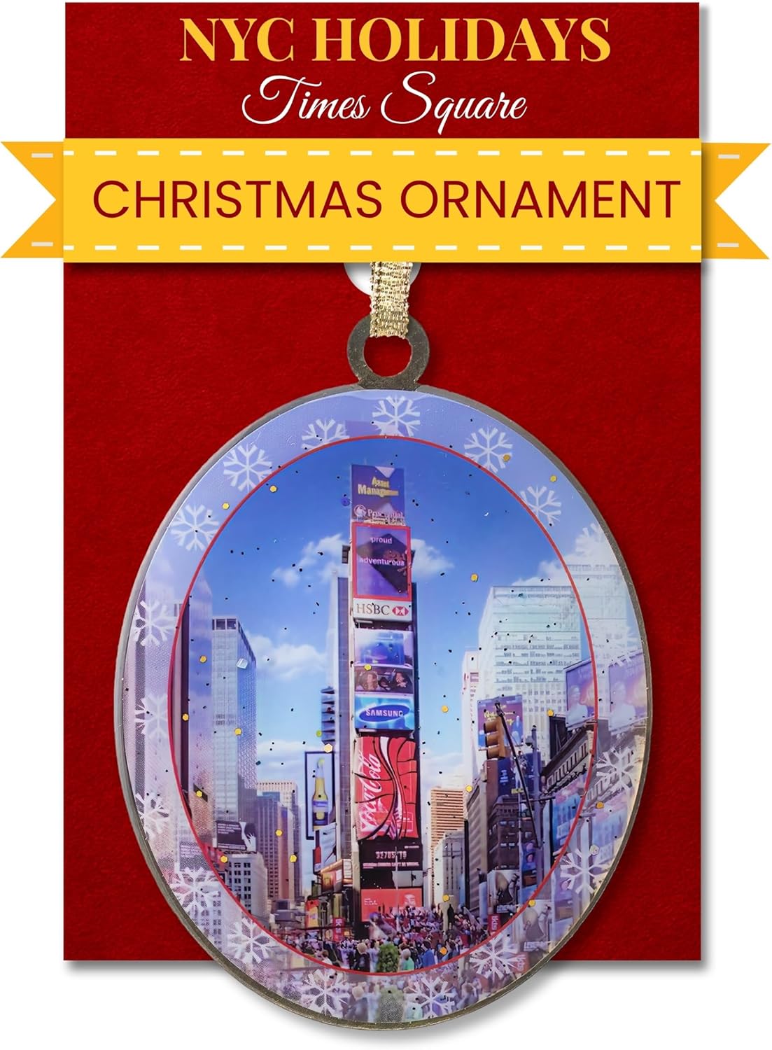 Adorno Love Bridge in Central Park Winter New York, coleccionable de Navidad de Nueva York, latón de doble cara con purpurina y epoxi, caja de regalo, 2.5 x 3 pulgadas por ArtMalore