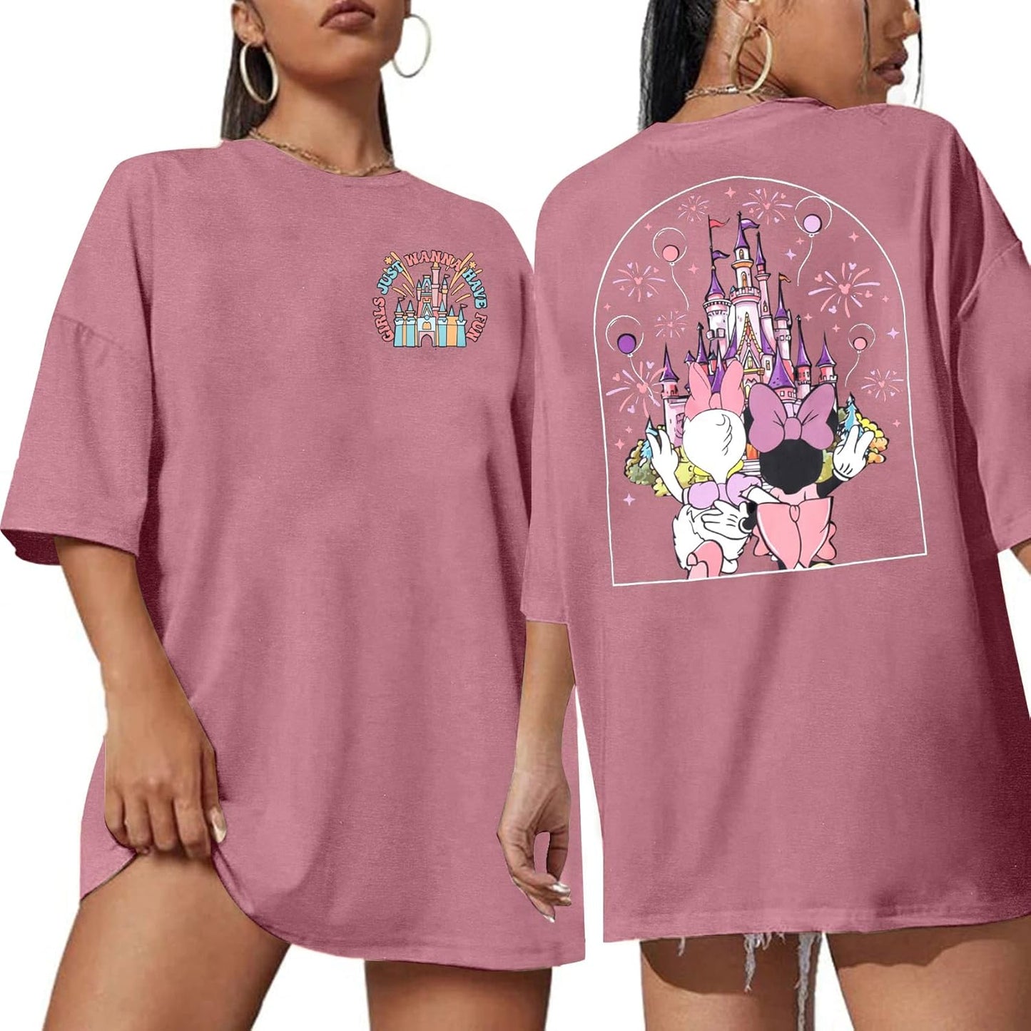 Camisa del Reino Mágico para Mujer Niñas Solo Quieren Diviertirse Camiseta de Viaje de Niñas Linda Camiseta Mágica Tops de Vacaciones de Verano
