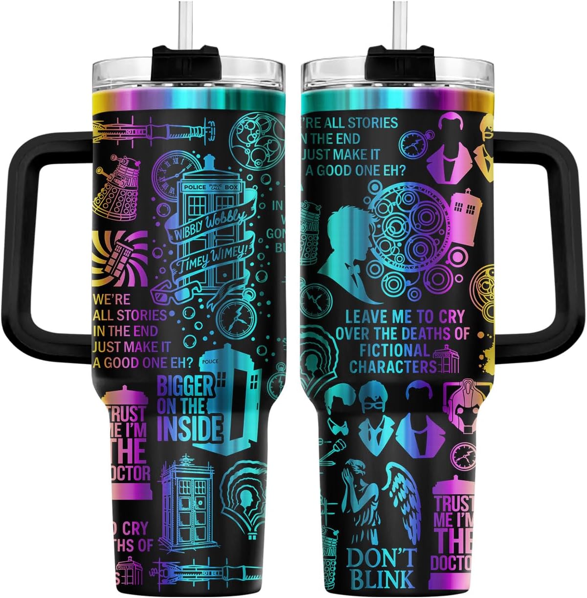 34HD Lord Fantasy Adventure - Vaso de café con aislamiento de acero inoxidable de 40 onzas, taza de viaje con asa y tapa para pajilla, segunda taza de café, regalos para amantes de los libros