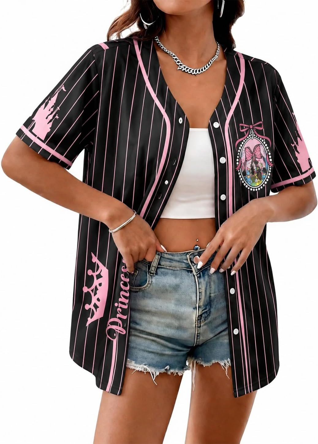 KIDDAD Camisetas mágicas para mujer, camiseta de béisbol de princesa, camiseta gráfica de castillo mágico, camiseta familiar de viaje de vacaciones
