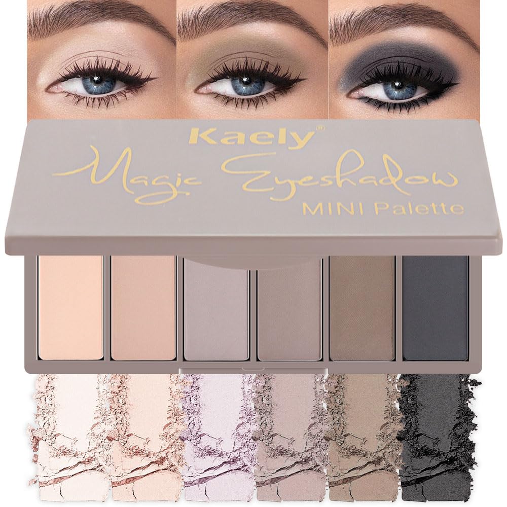 evpct - Paleta de sombra de ojos cuadrada en polvo mate marrón desnudo, rosa desnudo claro, marrón oscuro natural, sombra de ojos mate ahumada de alta pigmentación, mini paleta de maquillaje para