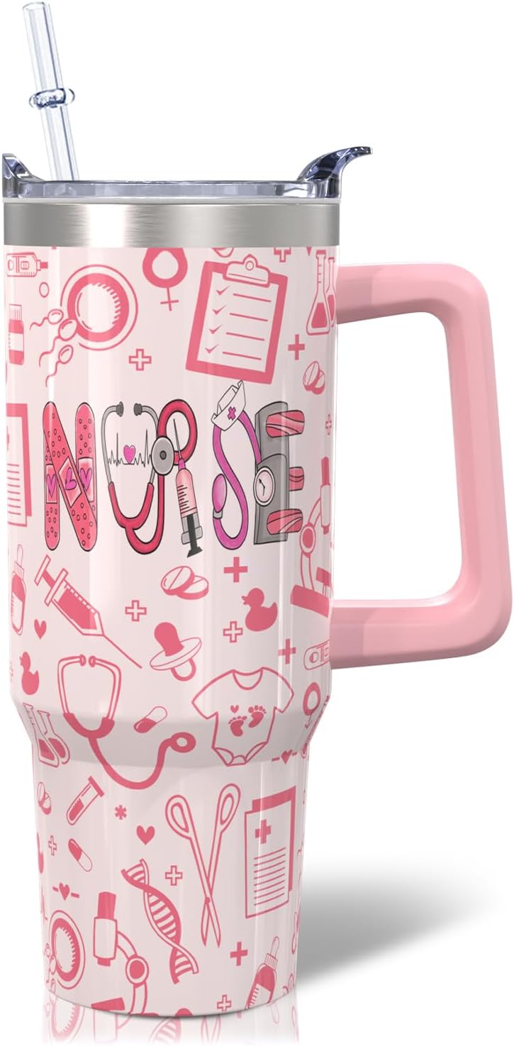 Vaso de acero inoxidable de 30 onzas con asa, tapa y pajita, taza aislada con lazo de estrella para regalos y viajes de mujer