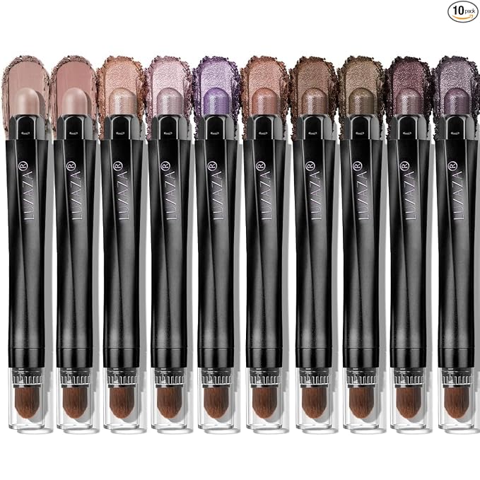 LUXAZA PRO Neutral Eyeshadow Stick Makeup 6PCS Set, Brown Nude Metallic Shimmer Matte Cream Eye Shadow Palette Eyeliner Brightener Pencil Crayon, Party Makeup - BROWN CANYON
