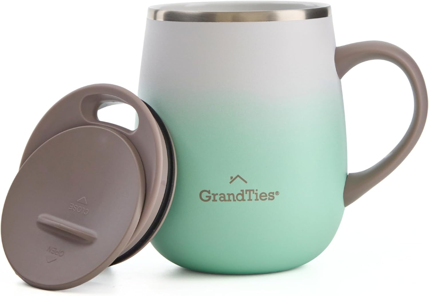 GRANDTIES 19 Colors Premium Vacuum Insulated Mug, 16.2 fl oz (460 ml), Mug with Easy Open Slide Lid, Stainless Steel, Double Wall Vacuum Insulation, Hot & Cold Protection, Popular in Office (Atlantis