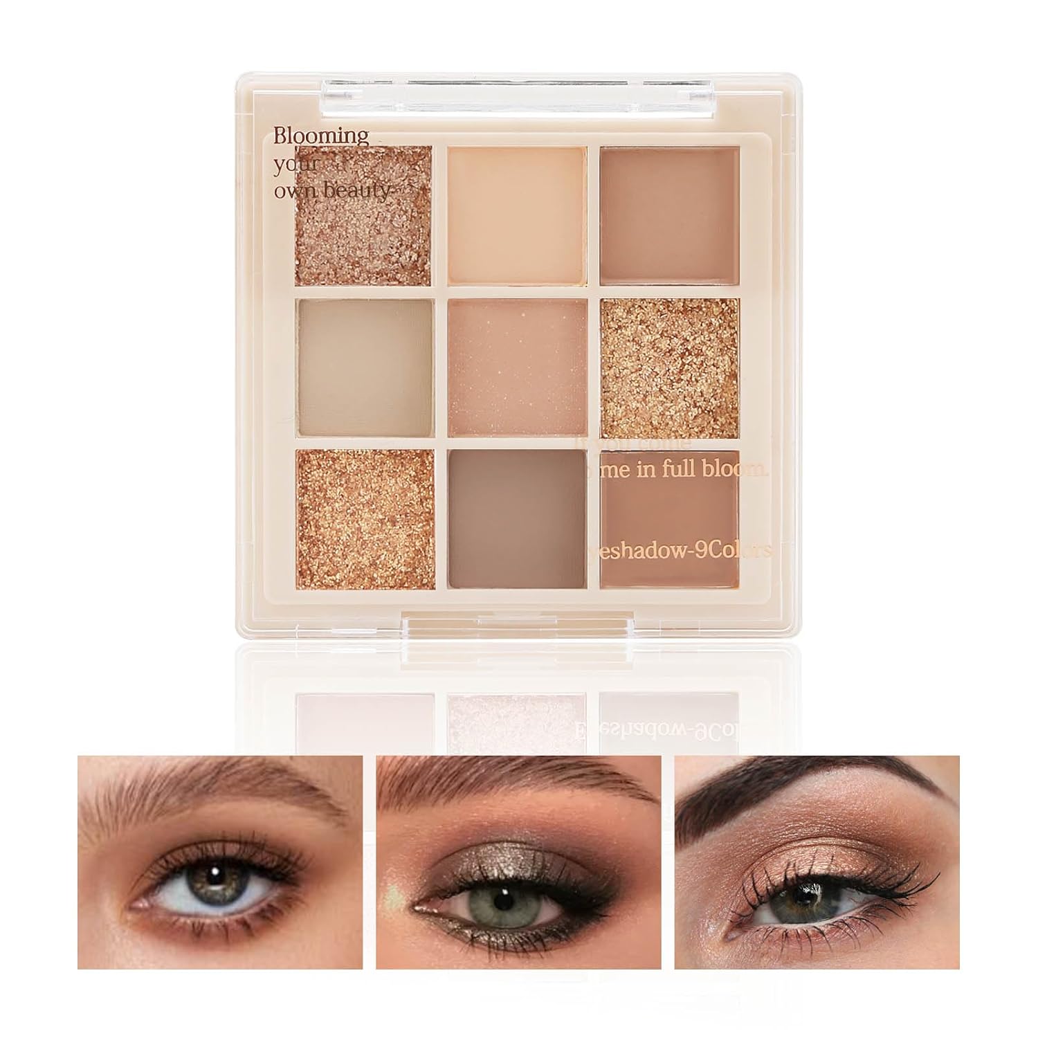 Boobeen Paleta de sombras de ojos nude – maquillaje mate y brillante, polvo de sombra de ojos cremoso altamente pigmentado, crea un aspecto de ojos neutro, larga duración, fácil de crear looks