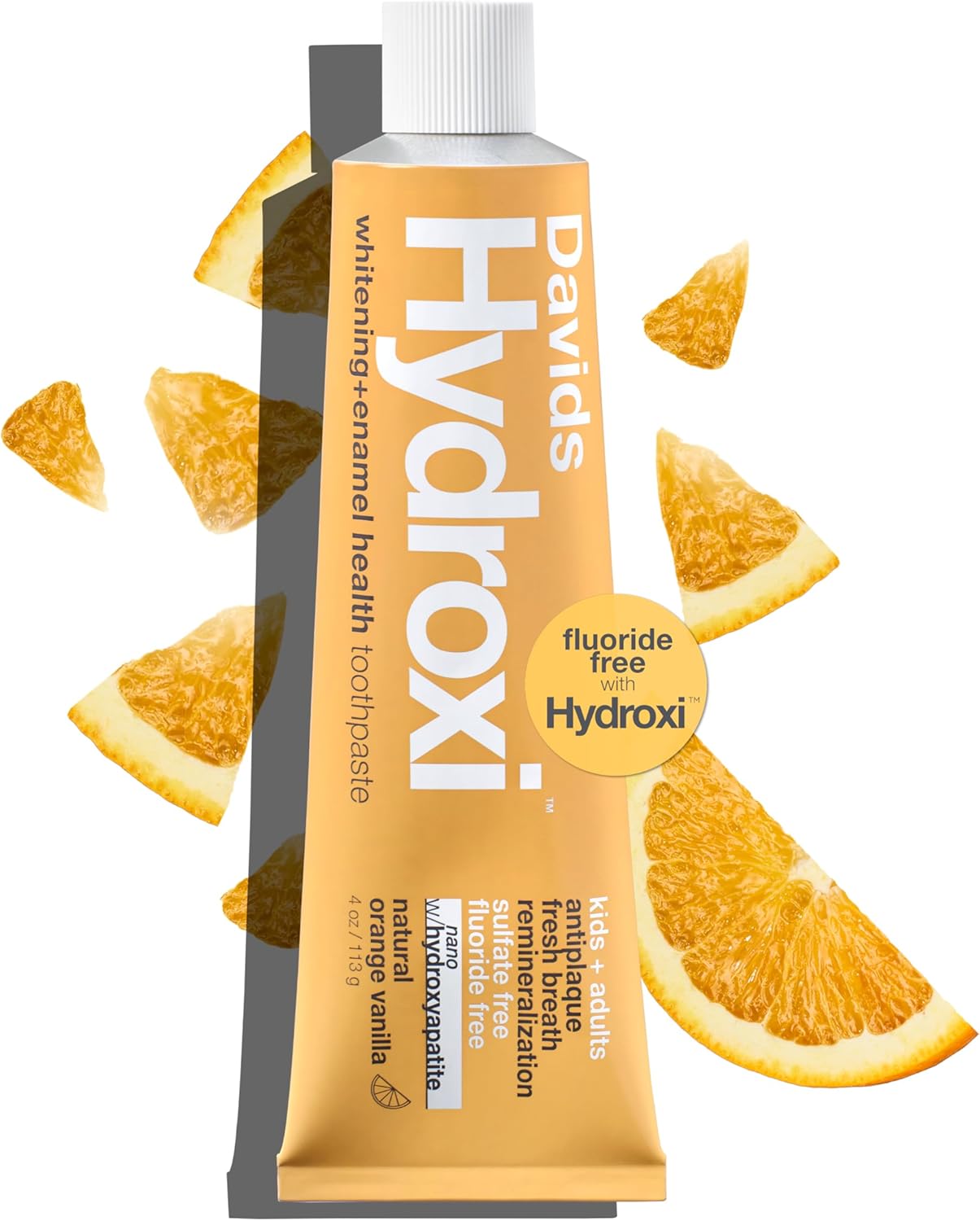 Davids Pasta de dientes sin flúor de hidroxi nano hidroxiapatita para remineralizar el esmalte y alivio de sensibilidad, blanqueamiento, antiplaca, sin SLS, menta natural, 4 onzas, fabricado en