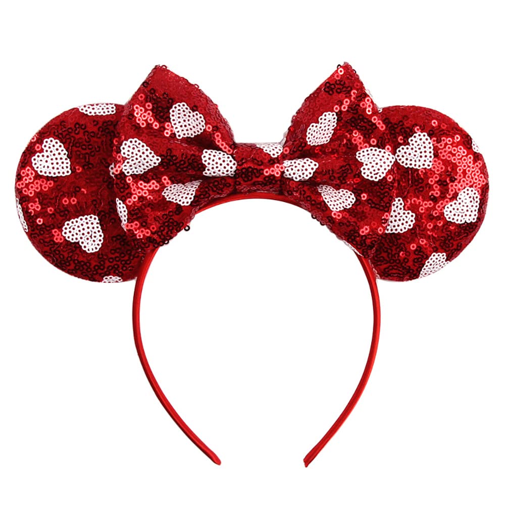 Foeran - Diademas con orejas de ratón, arcos brillantes, orejas de ratón con purpurina, decoración para fiesta de princesa, disfraz para niñas y mujeres (impresión de leopardo-1)