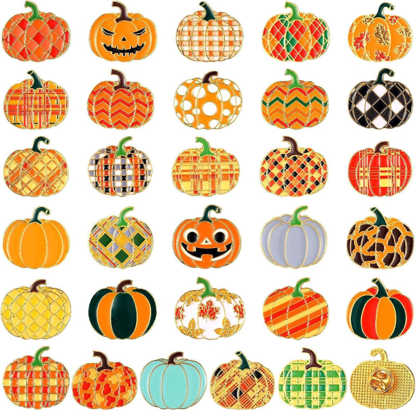 Landical 30 piezas, lindos pines de esmalte a granel, flores de plantas, animales, Halloween, gato negro, gótico, calabazas de otoño, primavera, broches de solapa de dibujos animados, pin de joyería