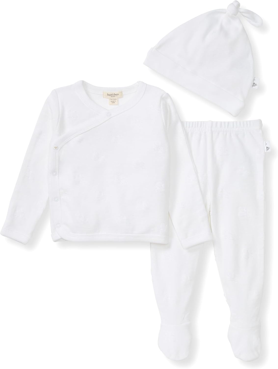Burt's Bees Baby conjunto de bebé para niñas unisex Take Me Home, paquete de 3 piezas: top, pantalón y gorro