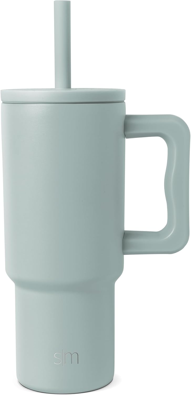 Simple Modern Disney Trek Kids - Vaso de acero inoxidable para niños y niñas, con asa y tapa con pajilla de silicona, resistente a derrames y fugas, reutilizable, Minnie Mouse en terrazo, 24 onzas