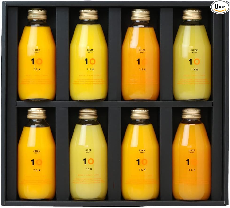 TP561GI 10FACTORY Gift Ehime Mandarin Juice, Ehime Mikan, 100% Juice, 10 Bottles (6.8 fl oz (200 ml), Set of 10 Types, Boxed, Wrapped, Compatible with Iron Paper, Tote Bag Included, High Quality, No Additives, Made in Japan, For Home Celebrations