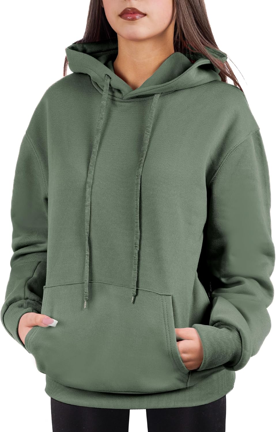 Sudadera de gran tamaño con capucha para mujer, mezcla de algodón y forro polar suave, acogedora sudadera para todos los días