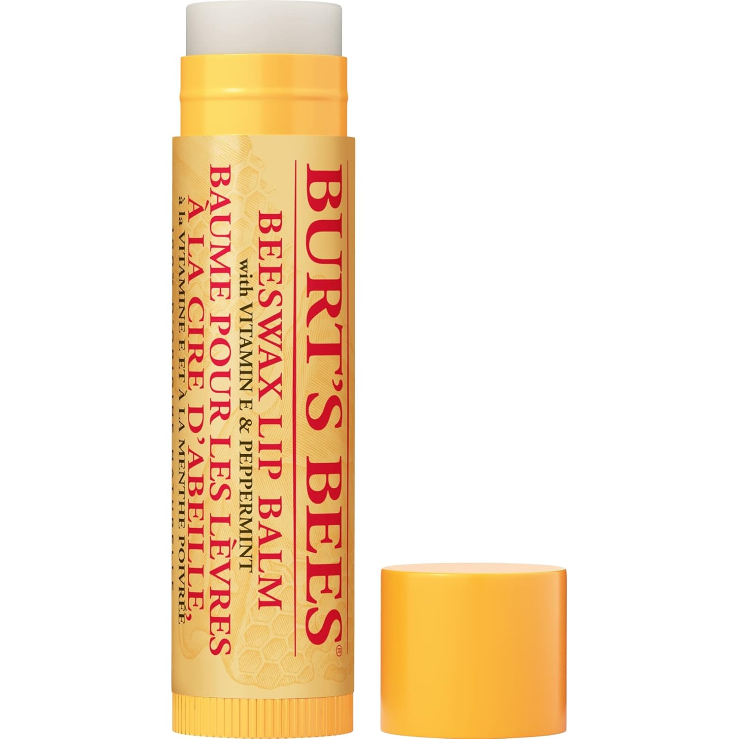 Burt's Bees Bálsamo labial de cera de abejas, hidratante labial con cera de abejas de origen responsable, sin tinte, tratamiento labial acondicionador natural, 1 tubo, 0.15 onzas.