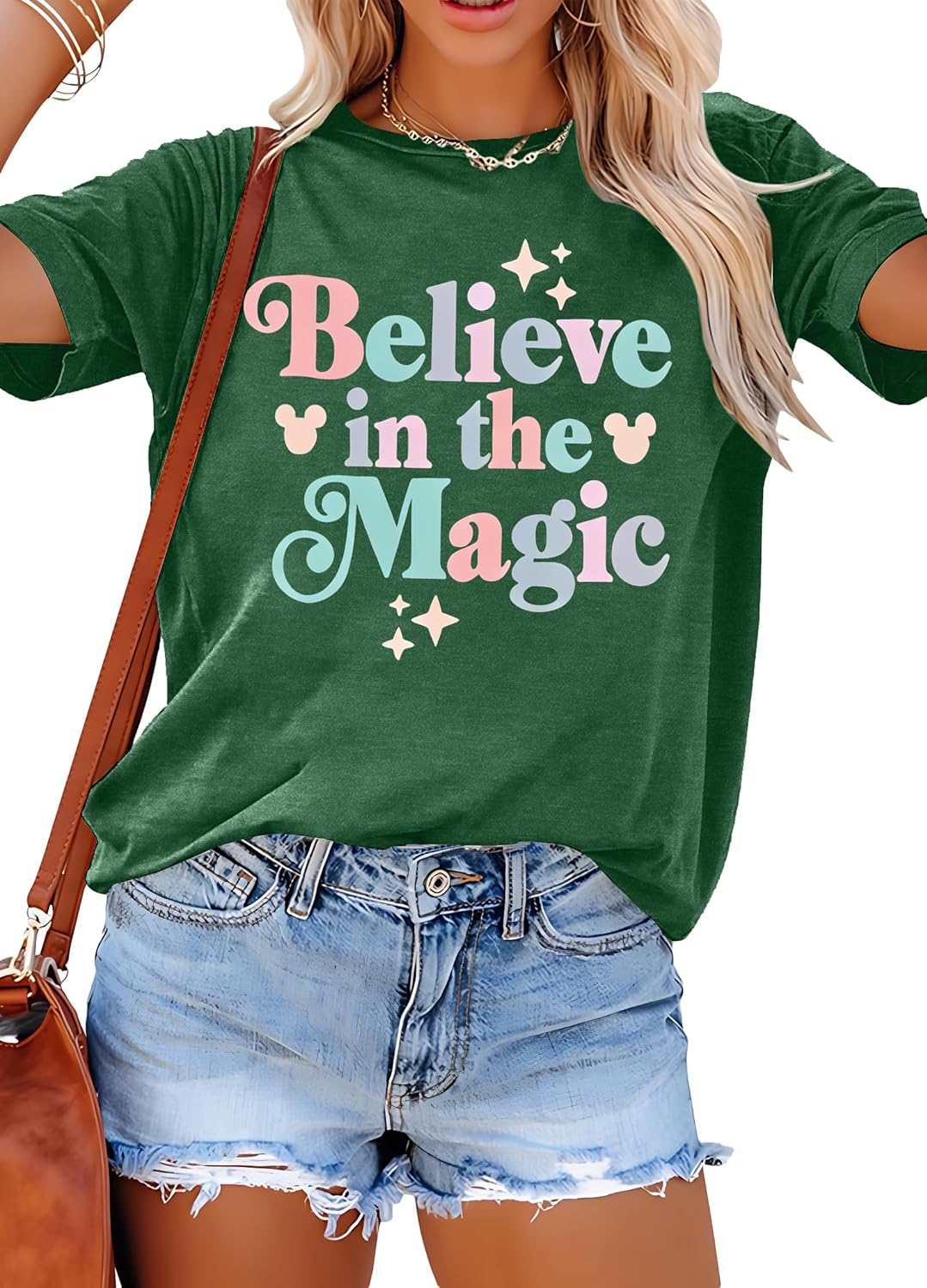 FRYAID Fantastical - Camisa de manga corta para mujer, diseño de teñido anudado Wonder World, diseño de teñido anudado