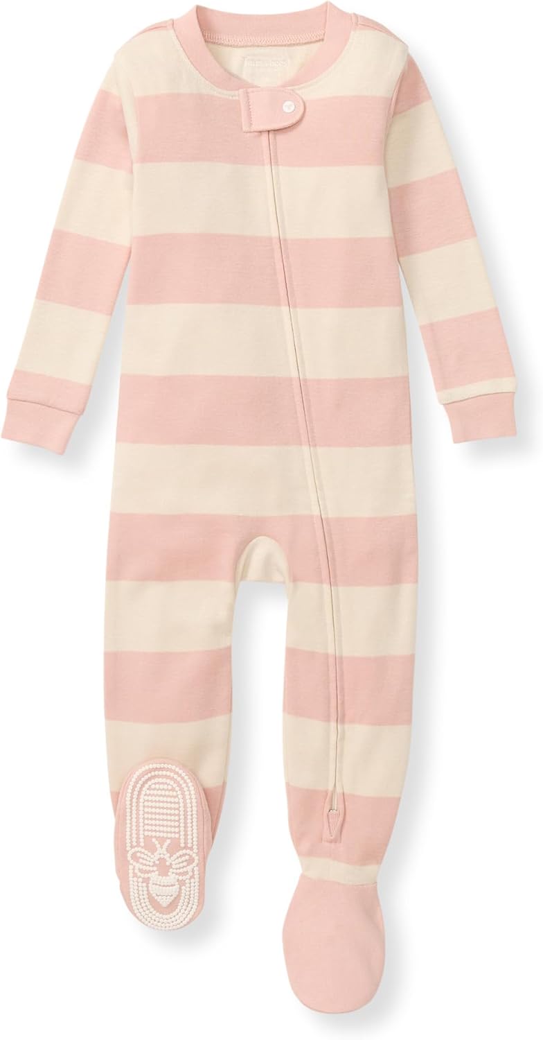 Burt's Bees Baby Pijama para niñas, 100% algodón orgánico, pijama de una pieza, overol con cremallera diagonal, ajuste cómodo