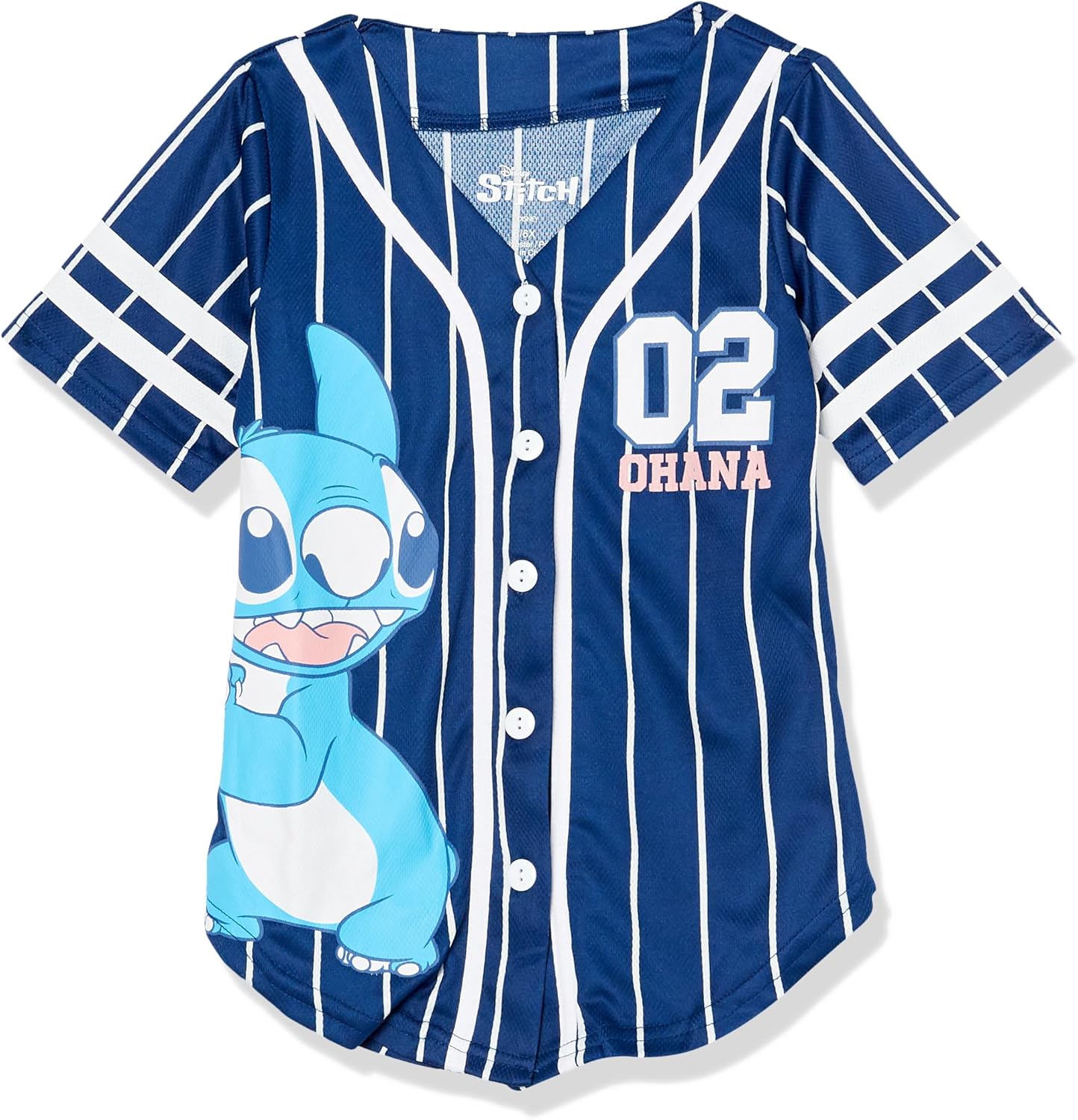 Disney Camiseta de béisbol Lilo & Stitch, Angel Baseball para niñas de Disney, camisa clásica de malla con botones