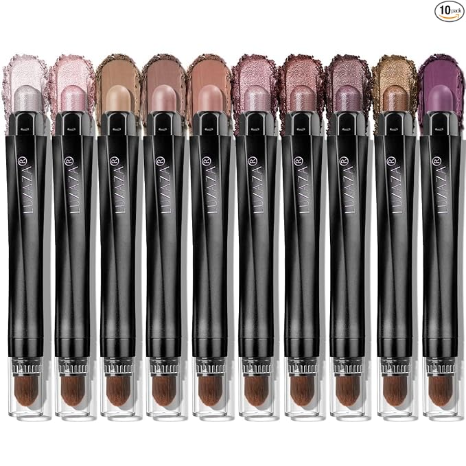 LUXAZA PRO Neutral Eyeshadow Stick Makeup 6PCS Set, Brown Nude Metallic Shimmer Matte Cream Eye Shadow Palette Eyeliner Brightener Pencil Crayon, Party Makeup - BROWN CANYON