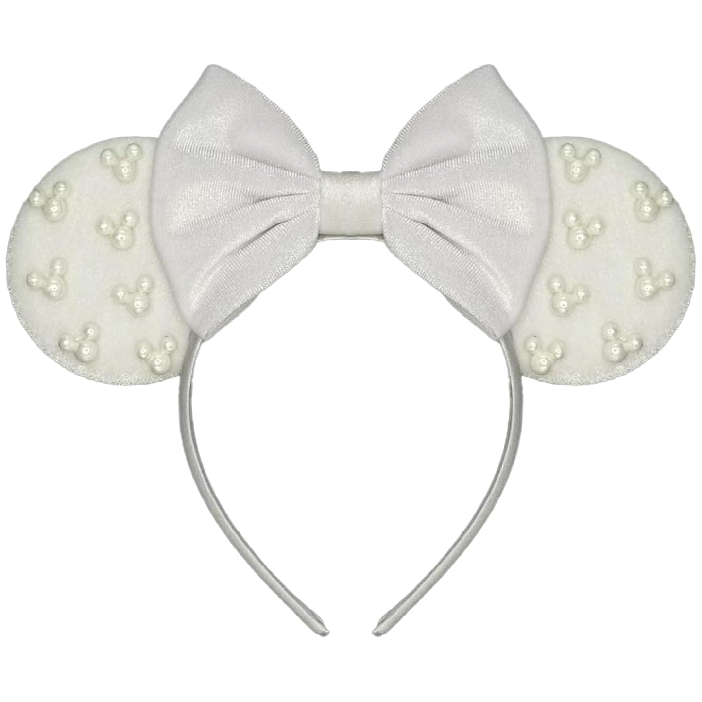Diadema con orejas de ratón - Banda para el pelo con purpurina para fiestas en parques temáticos, blanco, verde, 1 recuento (paquete de 1)