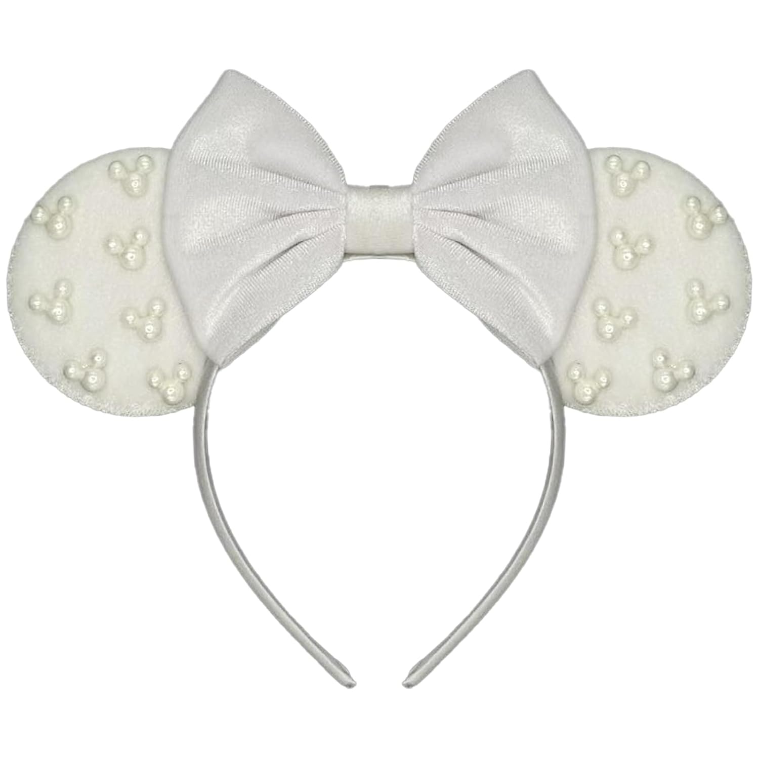 Diadema con orejas de ratón - Banda para el pelo con purpurina para fiestas en parques temáticos, blanco, verde, 1 recuento (paquete de 1)