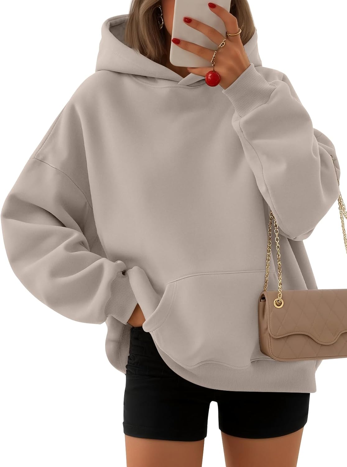EFAN - Sudadera con capucha para mujer - Sudadera de vellón sobredimensionada con mangas largas para otoño e invierno, ropa de moda inspirada en el estilo Y2K
