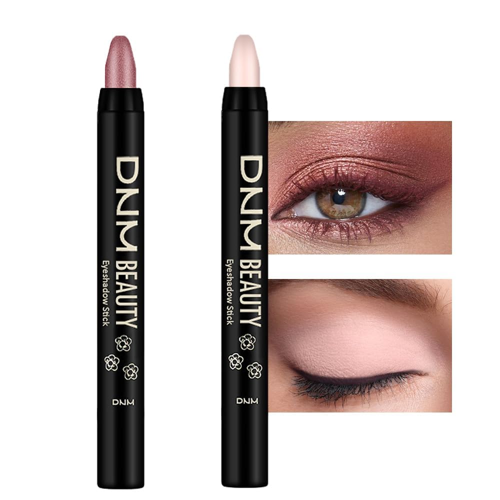 Juego de 8 piezas de barras iluminadoras de sombra de ojos en crema, champán perla gris topo bronce cacao piedra masilla amatista ahumada con brillo mate, lápiz delineador de ojos, barra aplicadora