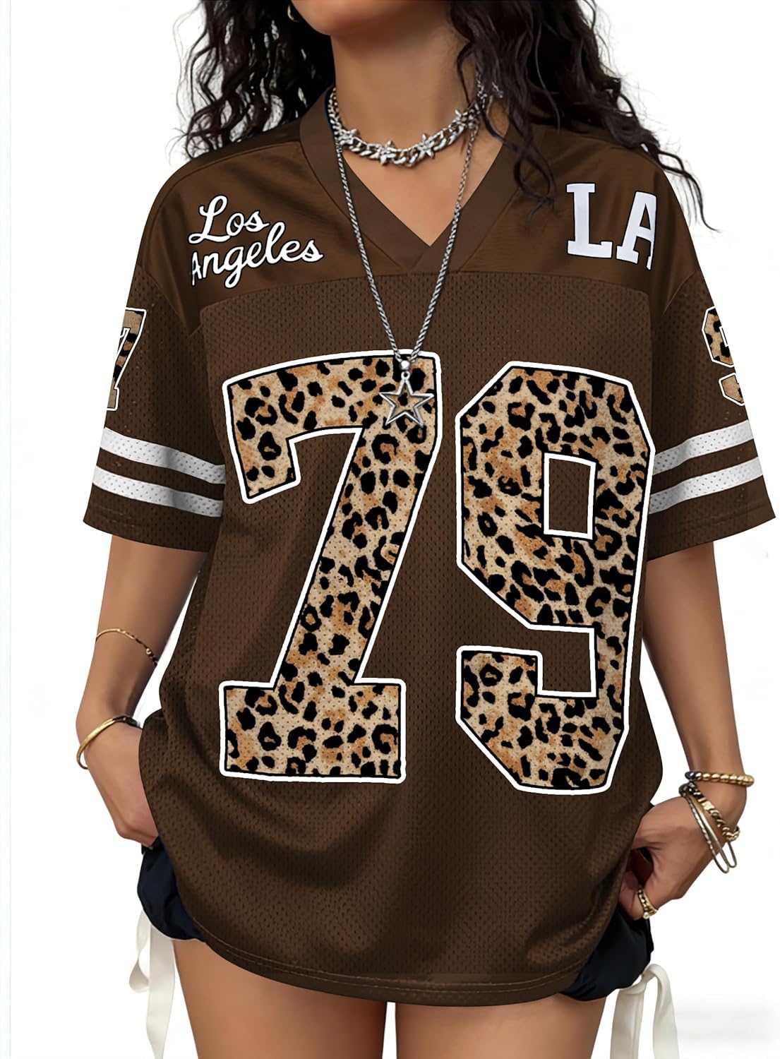 Camisetas de jersey para mujer, camisetas gráficas de gran tamaño, camisetas Y2K, cuello en V, lindas camisetas de calle, camiseta de fútbol
