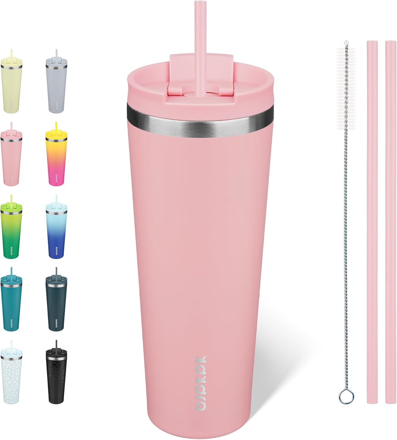BJPKPK - Vaso de acero inoxidable con aislamiento, tapa y pajilla, taza de café para viaje, de 18 onzas, diseño de laguna