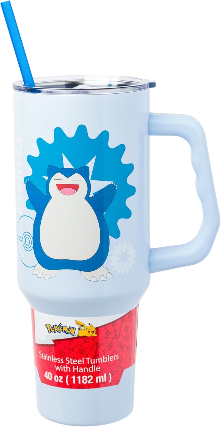 Silver Buffalo Disney Mickey and Friends Daisy, Donald Duck, Goofy, Pluto, Minnie Decals - Vaso de acero inoxidable de doble pared con asa, popote y tapa con pajilla, cabe en portavasos estándar, 40