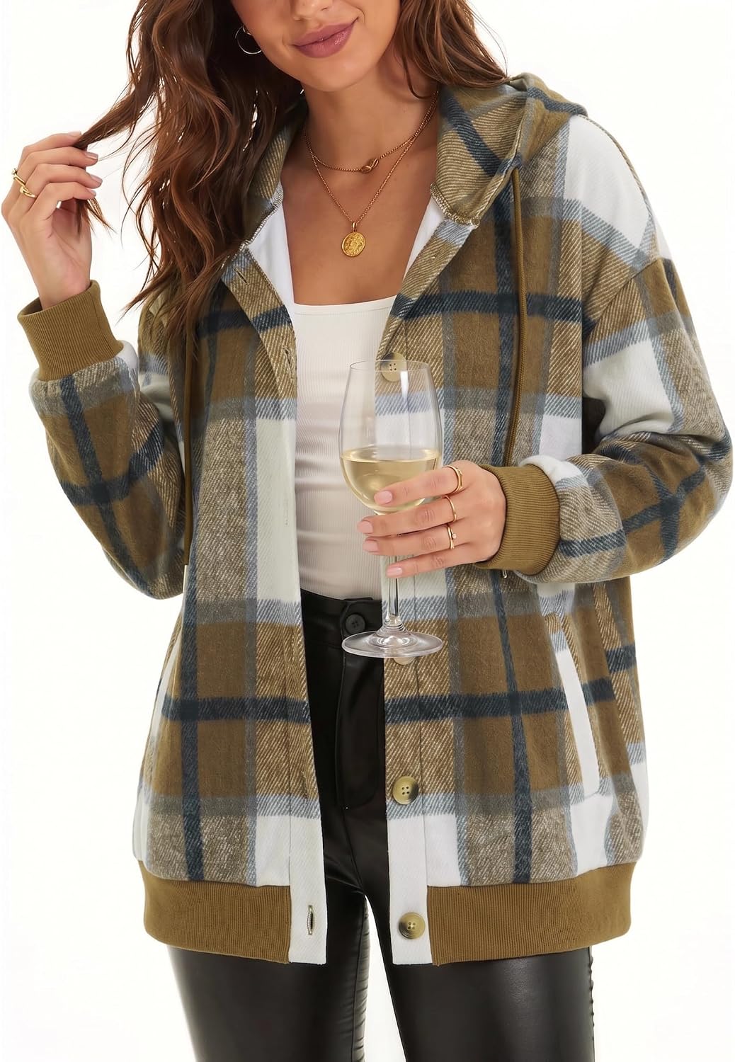 Zeagoo Sudadera con capucha para mujer, de gran tamaño, con botones, con bolsillos, cómodas chaquetas de forro polar, a la moda, S-3XL