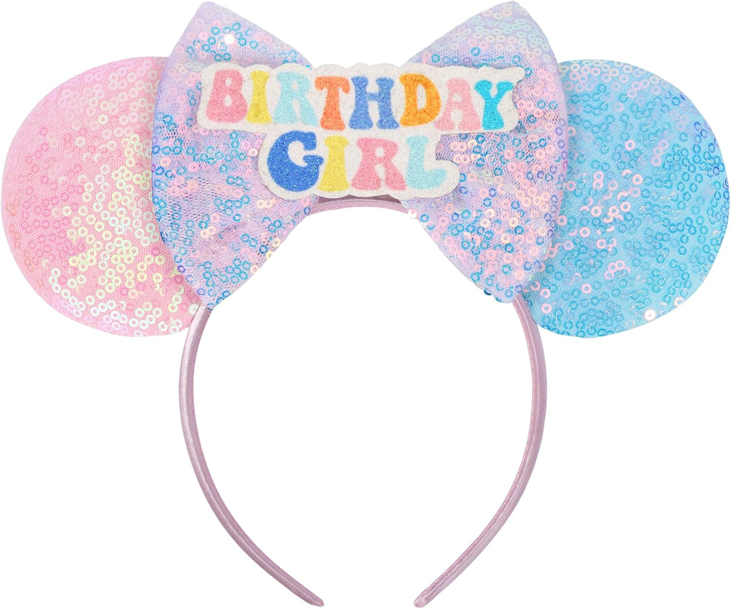 ETLUK - Diadema con orejas de ratón, orejas de animal con lazo de lentejuelas para mujeres y niñas, orejas de parques para accesorios de cosplay, fiesta (León)
