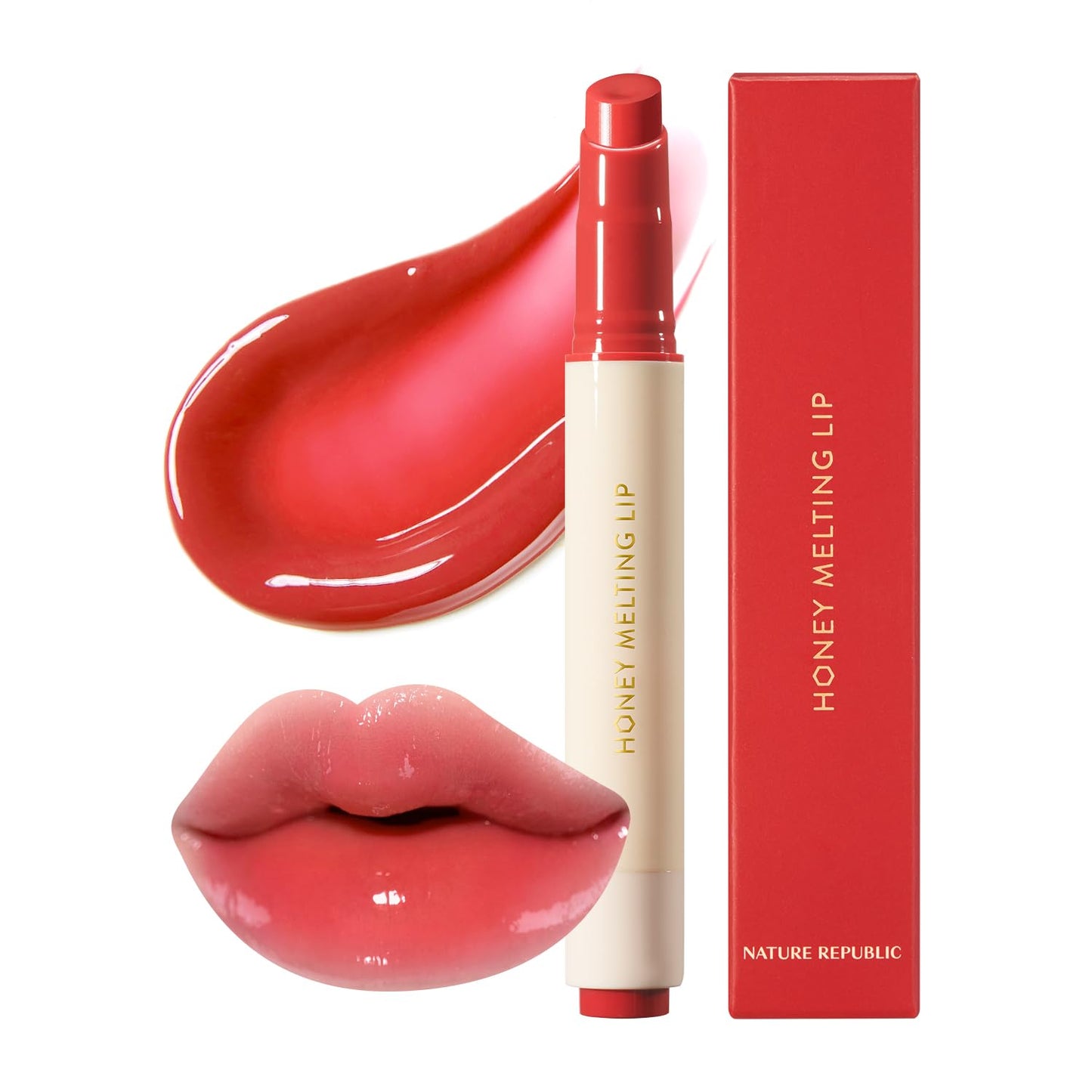 Nature Republic Labios de fusión de miel (03 BERRY) Palo de labios suave, brillo hidratante, bálsamos hidratantes, tinte transparente, brillo y acabado brillante, maquillaje coreano