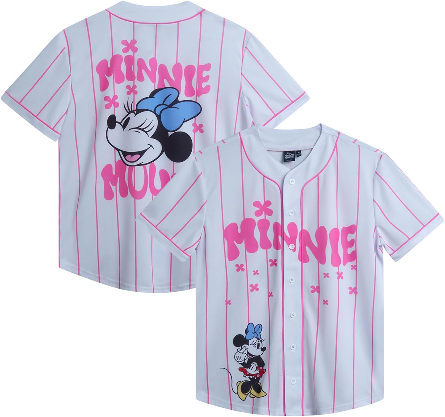 Disney Camiseta de béisbol para mujer, diseño de Mickey Mouse Lightning McQueen Marie, Lilo y Stitch | Tejido 100% poliéster, ligero y transpirable, malla o estilos con botones