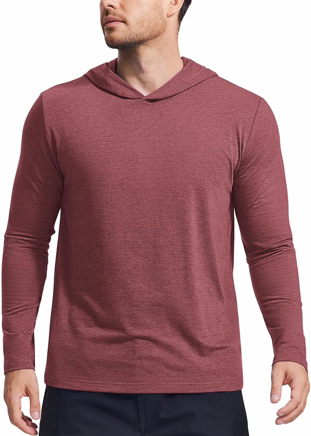 PINSPARK Sudaderas ligeras con capucha tipo pullover para hombres, manga larga, sudadera con capucha para golf, gimnasio, entrenamiento, sudadera atlética