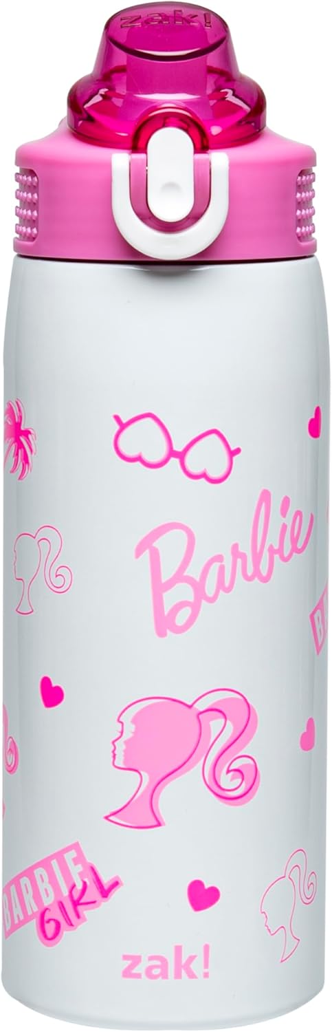 Zak Designs Disney Sage - Botella de agua para niños para la escuela o viajes, botella de agua de acero inoxidable de 19 onzas con pajita, asa y tapa de boquilla desplegable a prueba de fugas (Stitch)