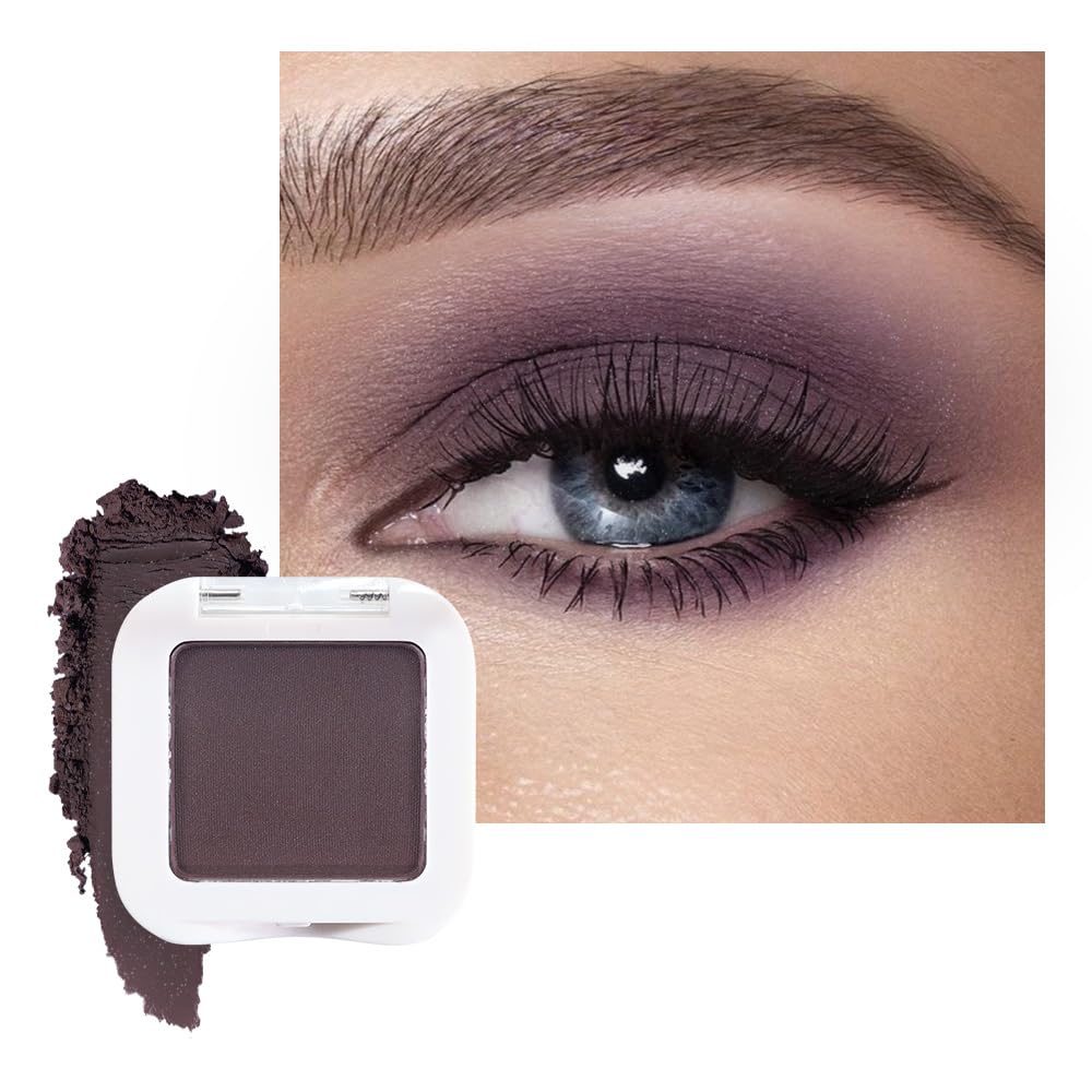 evpct Mauve Taupe Plum Matte Single Eye Shadow Palette Makeup for Older Women, Plum Lavender Purple Natural Cream Eyeshadow Palette for Green Eyes, High Pigment Mini Monochrome Eyeshadow
