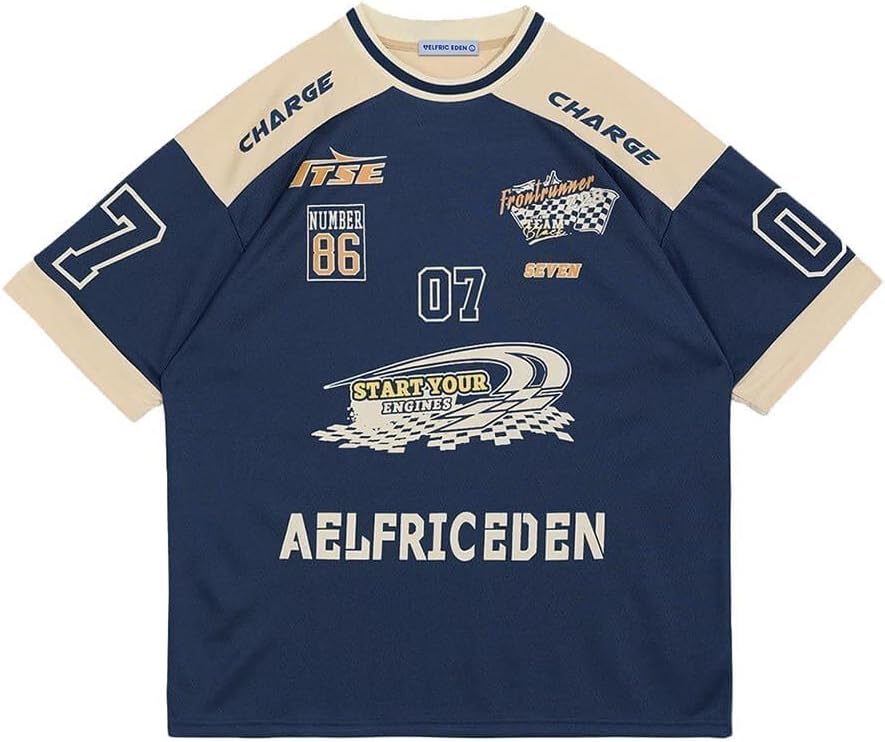 Aelfric Eden - Camisetas vintage de los años 90 de gran tamaño unisex con estampado gráfico, jersey informal, ropa de calle, top de verano