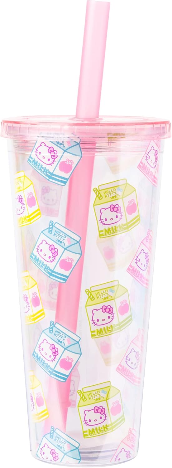 Silver Buffalo Disney Lilo and Stitch Ohana - Vaso de plástico con tapa y pajilla, 32 onzas
