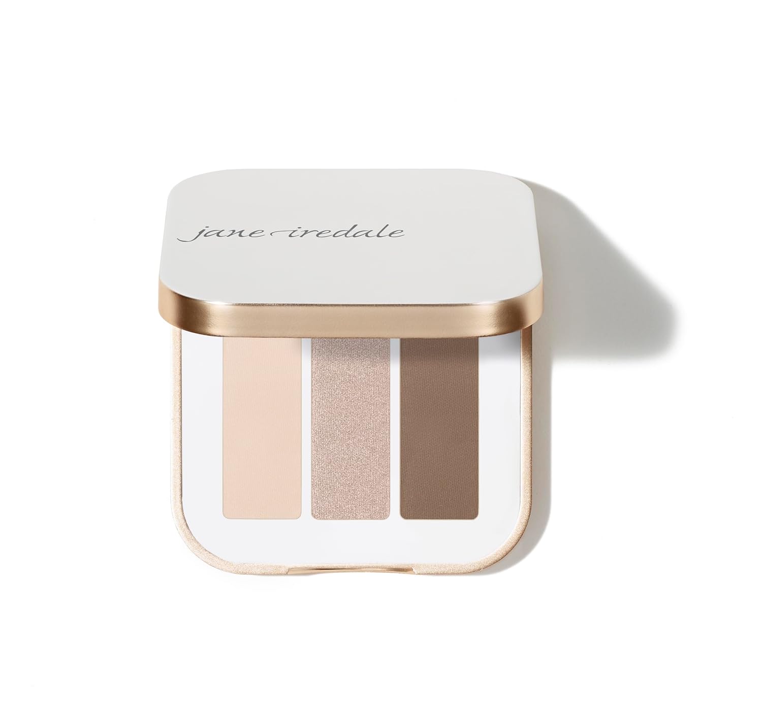 Sombra de ojos PurePressed triple de jane iredale, color mineral altamente pigmentado, fórmula de larga duración y resistente a arrugas, segura para ojos sensibles