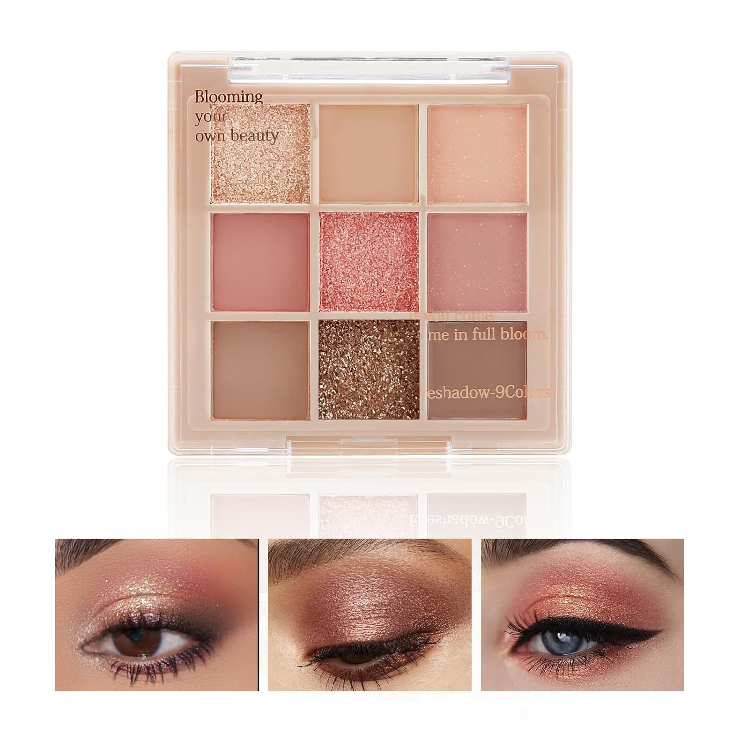 Boobeen Paleta de sombras de ojos nude – maquillaje mate y brillante, polvo de sombra de ojos cremoso altamente pigmentado, crea un aspecto de ojos neutro, larga duración, fácil de crear looks