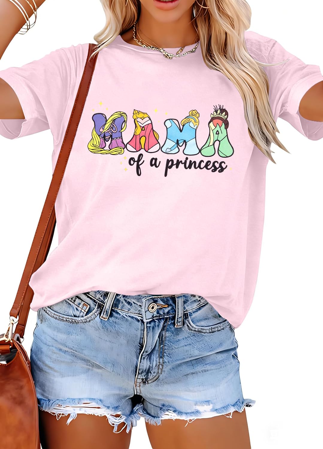 Camisa mágica para mujer, camiseta de manga corta con texto en inglés "Happiest Mama On Earth", diseño de castillo de Magic Kingdom